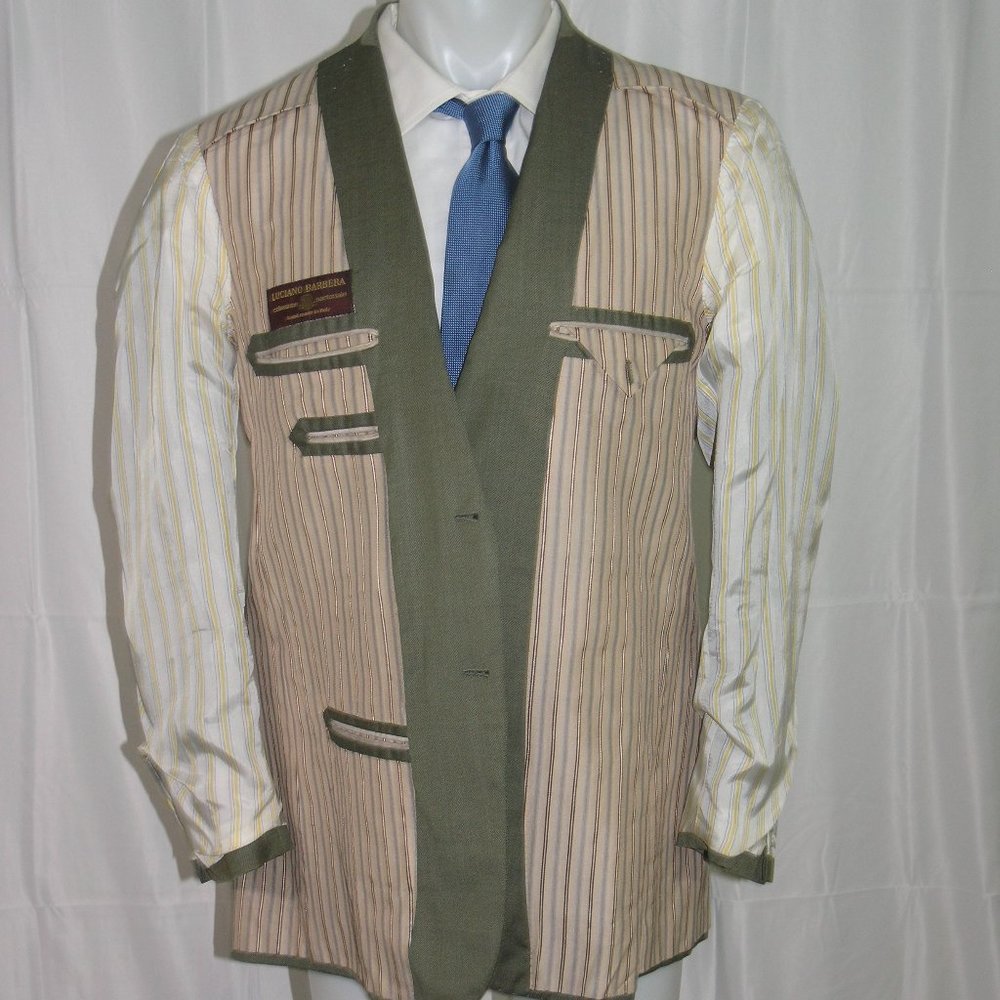 Luciano Barbera Collezioni x Caraceni Green Gabardine Three Roll Two Blazer 44 - Picture 8 of 10